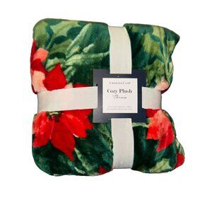 Charter Club Cozy Plush Throw Poinsettia Pattern 50” x 70”